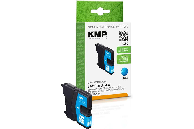 KMP-patronen Brother LC-985C 260 S. cyan &aring;teranv&auml;ndbar.