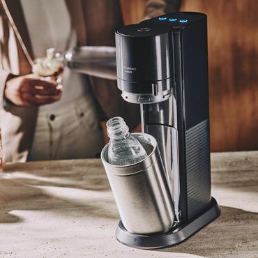 SodaStream E-DUO Metal, Plast Sort, Rustfrit stål