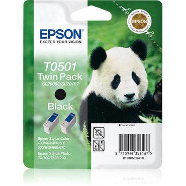 Epson T0501 Twin Pack - 2-pack - svart - original - bl&auml;ckpatron