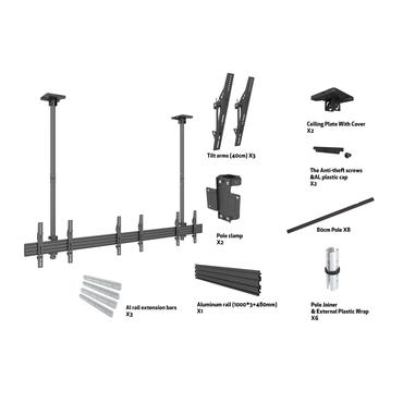 Multibrackets M Ceiling Mount Pro MBC3X1U monteringssats - för 3 LCD-bildskärmar - svart