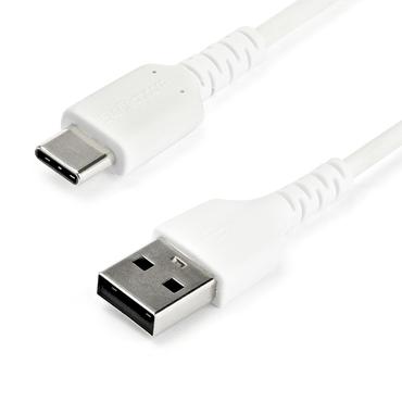 StarTech.com 2m USB A to USB C Charging Cable, Durable Fast Charge & Sync USB 2.0 to USB Type C Data Cord, Rugged TPE Jacket Aramid Fiber M/M 3A White, Samsung S10, S20, iPad Pro, Pixel - Heavy Duty and Rugged - USB Type-C kabel - USB til 24 pin USB-C - 2 m