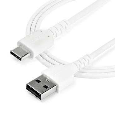StarTech.com 2m USB A to USB C Charging Cable, Durable Fast Charge & Sync USB 2.0 to USB Type C Data Cord, Rugged TPE Jacket Aramid Fiber M/M 3A White, Samsung S10, S20, iPad Pro, Pixel - Heavy Duty and Rugged - USB Type-C kabel - USB til 24 pin USB-C - 2 m