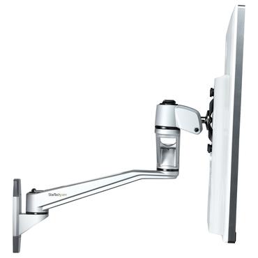 StarTech.com Wall Mount Monitor Arm, Articulating Ergonomic VESA Wall Mount Monitor Arm, 20" (52cm) Long , Single 34" Display up to 30.9lb/14kg, Swivel/Tilt/Rotate, Adjustable Screen Mount - Cable Management clips (ARMWALLDSLP) konsol - justerbar arm - f&ouml;r LCD-display - silver