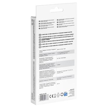 Savio AK-57 USB-A - 3 x USB-A HUB with RJ-45 Gigabit Ethernet adapter  5000 Mbit/s  grey