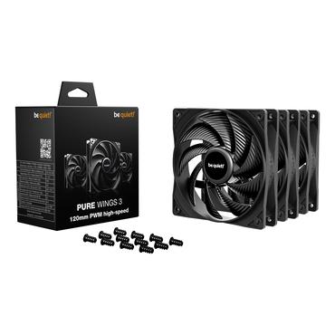 be quiet! Pure Wings 3 120mm | PWM high-speed Triple Pack Computerkabinet Ventilator 12 cm Sort 3 stk