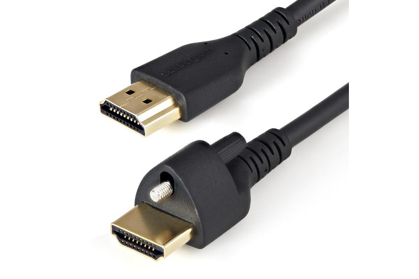 StarTech.com 1m (3ft) HDMI Cable with Locking Screw, 4K 60Hz HDR 10, High Speed HDMI 2.0 Monitor Cable with Locking Screw Connector for Secure Connection, HDMI Cable with Ethernet, M/M - Adjustable M3.0 Screw (HDMM1MLS) - HDMI-kabel med Ethernet - 1 m
