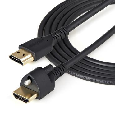 StarTech.com 1m (3ft) HDMI Cable with Locking Screw, 4K 60Hz HDR 10, High Speed HDMI 2.0 Monitor Cable with Locking Screw Connector for Secure Connection, HDMI Cable with Ethernet, M/M - Adjustable M3.0 Screw (HDMM1MLS) - HDMI-kabel med Ethernet - 1 m