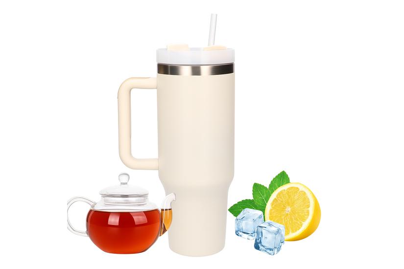 Extralink BLACK FOREST KUBEK TERMICZNY ZE SLOMKA TERMOS Z UCHWYTEM 1200ML BEZOWY