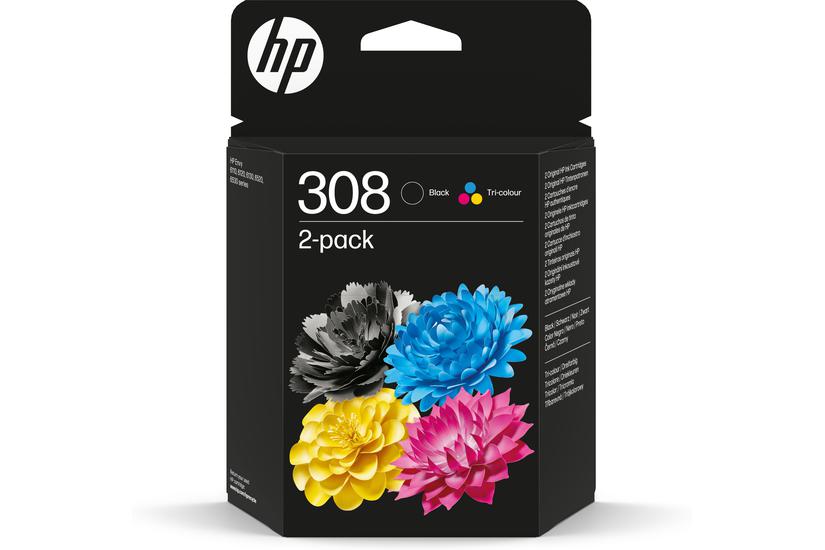 HP 308 - 2-pack - svart, cyan, magenta, gul - original - bl&auml;ckpatron