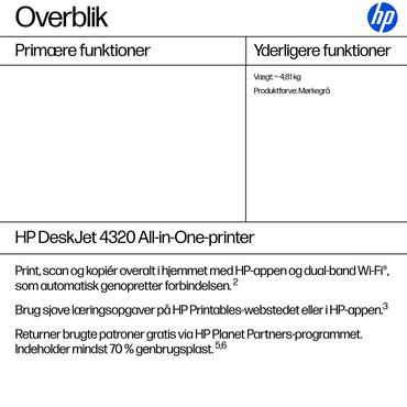 HP DeskJet 4320 Trådløst All-in-One Farve Printer