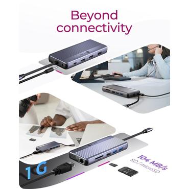 ICY BOX IB-DK4062-CPD Ledningsf&oslash;rt USB 3.2 Gen 1 (3.1 Gen 1) Type-C Anthracit