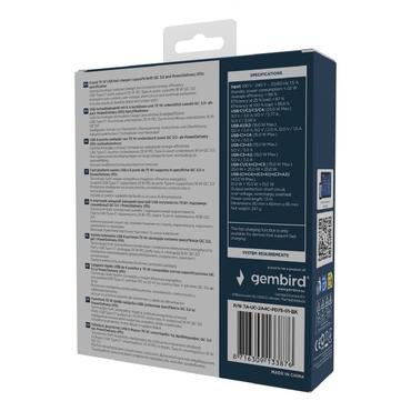 Gembird TA-UC-2A4C-PD75-01-BK oplader til mobil enhed Universel Sort Vekselstrøm Hurtig opladning Indendørs