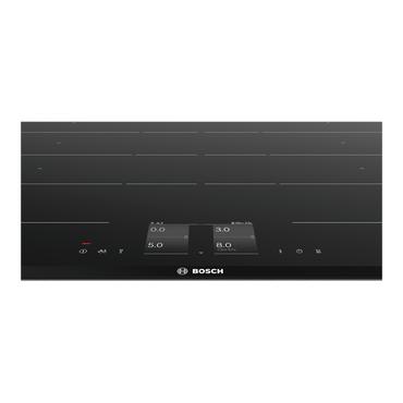 Bosch Serie | 8 PXY875KW1E induktions kogeplade - 80 cm - sort - keramik facetteret front og bagpynt, - med rustfrit stål-sidepynt