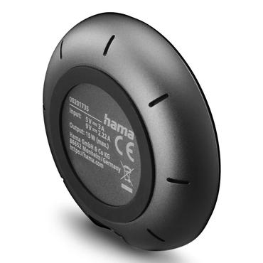 Hama 00201735 oplader til mobil enhed Smartphone Sort USB Tr&aring;dl&oslash;s opladning Hurtig opladning Indend&oslash;rs