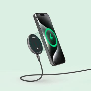 Hama 00201735 oplader til mobil enhed Smartphone Sort USB Tr&aring;dl&oslash;s opladning Hurtig opladning Indend&oslash;rs