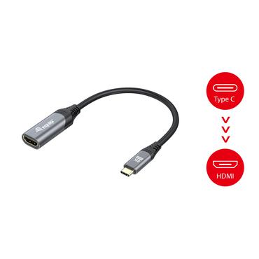 Equip 133492 videokabel adapter 0,15 m USB Type-C HDMI Sort, Gr&aring;