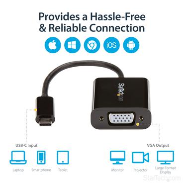 StarTech.com USB-C- till VGA-adapter - USB/VGA-adapter - 24 pin USB-C till HD-15 (VGA) - 18 cm