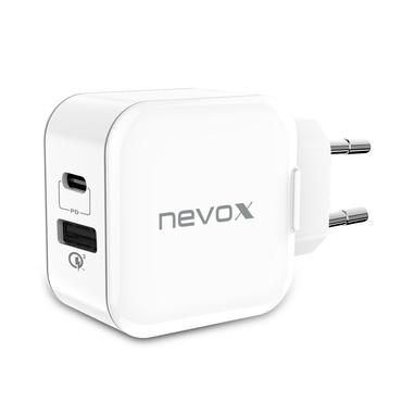 Nevox Homecharger str&ouml;mf&ouml;rs&ouml;rjningsadapter - USB, USB-C - 18 Watt