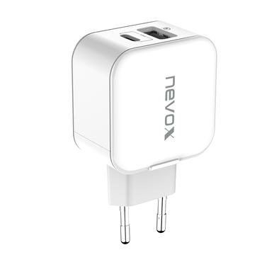 Nevox Homecharger str&ouml;mf&ouml;rs&ouml;rjningsadapter - USB, USB-C - 18 Watt