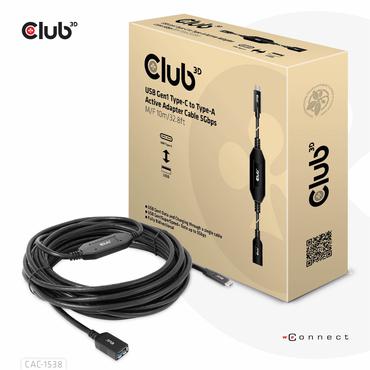 Club 3D - USB typ C-kabel - 24 pin USB-C till USB typ A - 10 m