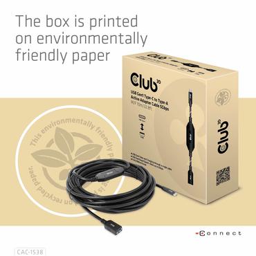 Club 3D - USB typ C-kabel - 24 pin USB-C till USB typ A - 10 m