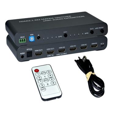 Techly Matrix HDMI 2.1 4X2 mit eingebettetem Ton