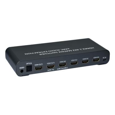 Techly Matrix HDMI 2.1 4X2 mit eingebettetem Ton
