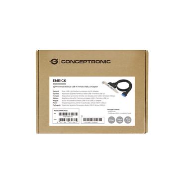 CONCEPTRONIC Slotblech 19-stifts dubbla 2x USB-A 3.0-portar sw