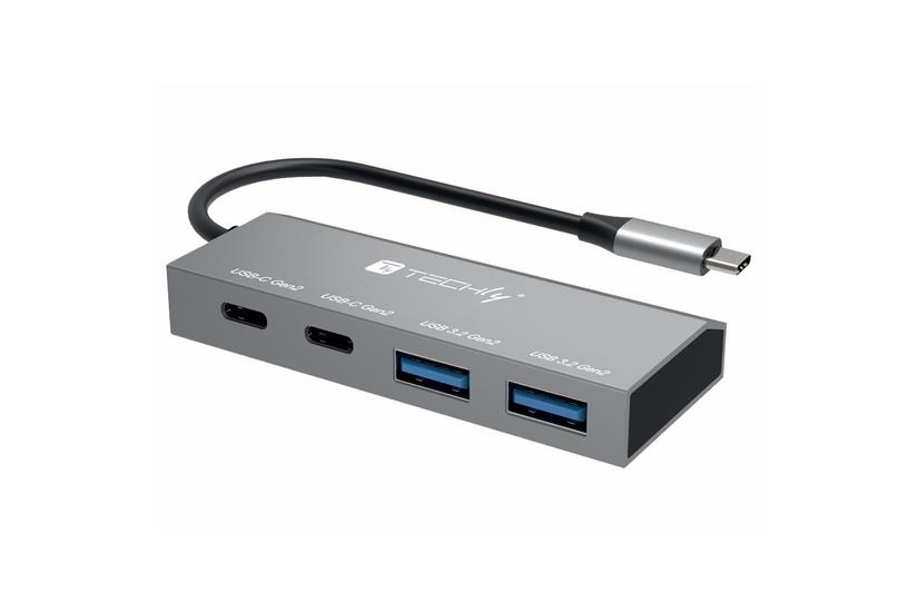 Techly IUSB32C-HUB4AC2 dockingstation Ledningsført USB 3.2 Gen 1 (3.1 Gen 1) Type-C Sølv
