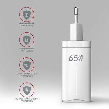 *ACU-DPQ65W GaN 3xport   wall charger 65W white