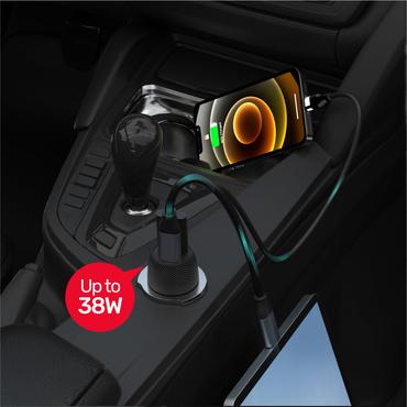 UNITEK Powertrain Duo Smartphone, Tablet Sort Cigart&aelig;nder Hurtig opladning Automatisk