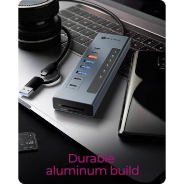 ICY BOX IB-HUB1742CR-C2PD USB 3.2 Gen 2 (3.1 Gen 2) Type-A + Type-C 10000 Mbit/s Sort