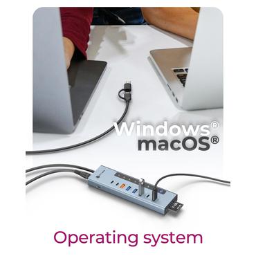 ICY BOX IB-HUB1742CR-C2PD USB 3.2 Gen 2 (3.1 Gen 2) Type-A + Type-C 10000 Mbit/s Sort