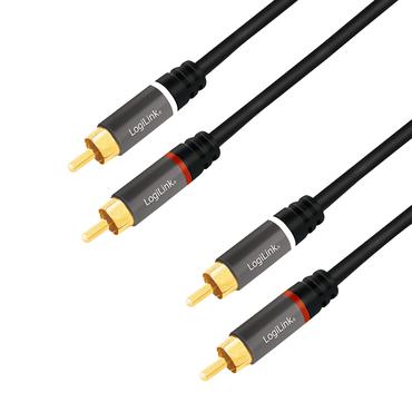 LogiLink CA1203 lydkabel 1,5 m 2 x RCA Sort