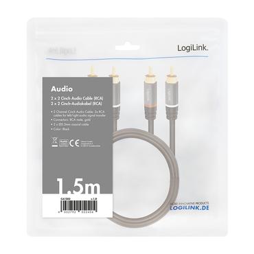 LogiLink CA1203 lydkabel 1,5 m 2 x RCA Sort