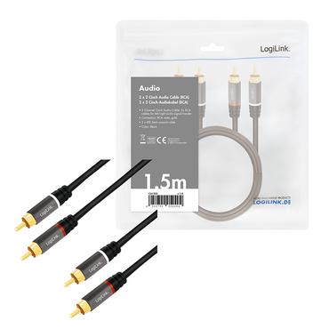 LogiLink CA1203 lydkabel 1,5 m 2 x RCA Sort