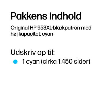 HP Original 953XL-blækpatron med høj kapacitet, cyan