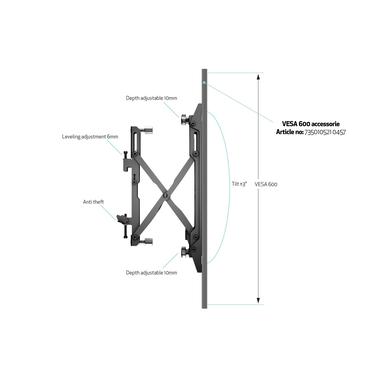 Multibrackets PRO Series M Wallmount Pro MBW1U Push In Pop Out konsol - f&ouml;r LCD-display - svart