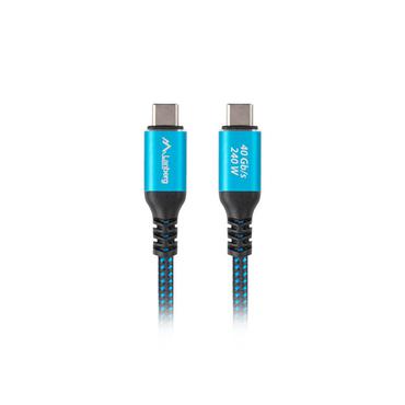 Lanberg CA-CMCM-44CU-0005-BK USB-kabel USB4 Gen 2x2 0,5 m USB C Sort, Blå