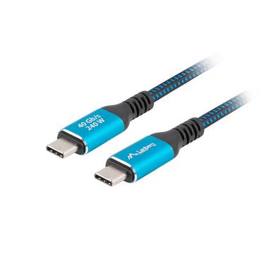 Lanberg CA-CMCM-44CU-0005-BK USB-kabel USB4 Gen 2x2 0,5 m USB C Sort, Blå