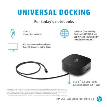 HP USB-C/A Universal Dock G2 - dockingstation - USB-C - HDMI, 2 x DP - GigE