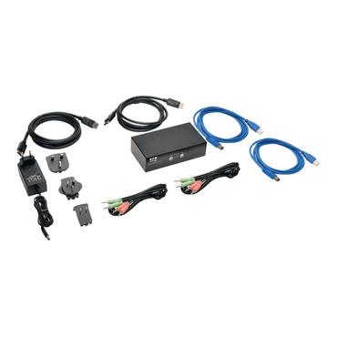 Eaton Tripp Lite series 2-Port DisplayPort KVM Switch w/Audio, Cables and USB 3.0 SuperSpeed Hub - omkopplare f&ouml;r tangentbord/video/mus/ljud/USB - 2 portar