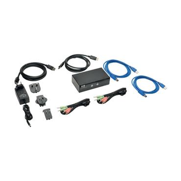 Eaton Tripp Lite series 2-Port DisplayPort KVM Switch w/Audio, Cables and USB 3.0 SuperSpeed Hub - omkopplare f&ouml;r tangentbord/video/mus/ljud/USB - 2 portar