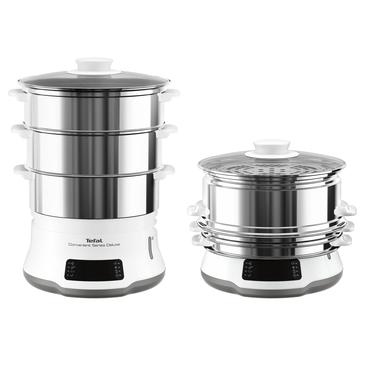 Tefal Convenient Series Deluxe VC502D dampkoger 3 kurv(e) Bordplade 900 W Rustfrit st&aring;l, Hvid