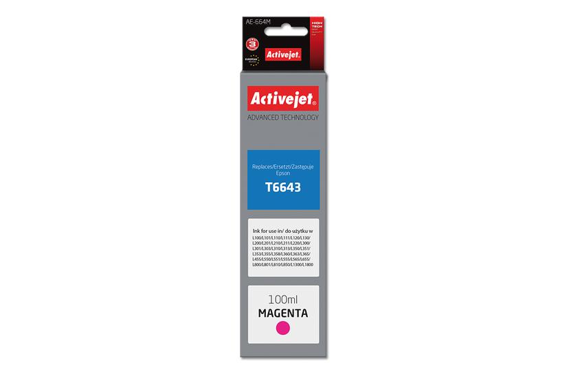 Activejet AE-664M bl&aelig;kflaske til Epson printer, erstatning Epson T6643; Supreme; 100 ml; magenta