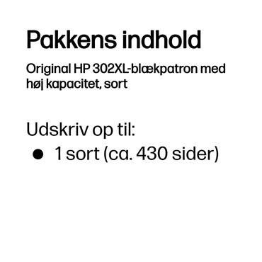 HP Original 302XL-blækpatron med høj kapacitet, sort
