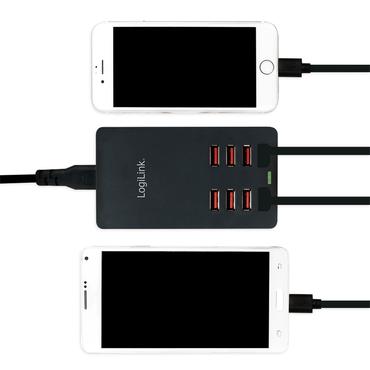 LogiLink Table Charger str&ouml;madapter - 8 x 4-stifts USB typ A - 44 Watt