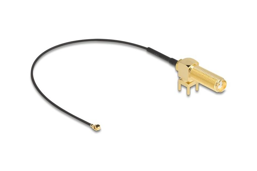 Delock Antenna Cable SMA 90° PCB jack bulkhead to I-PEX Inc., MHF® I plug 1.13 15 cm thread length 15 mm