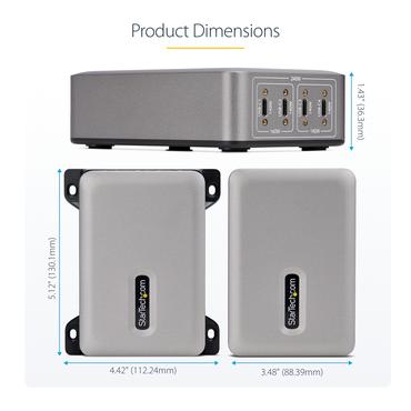 StarTech.com 4-Port USB-C Charger, 240W Total, Single Port 140W EPR str&ouml;madapter - med ytsmonteringsf&auml;ste - 24 pin USB-C - 240 Watt