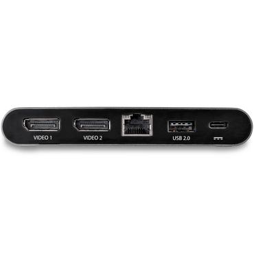 StarTech.com USB C Dock, 4K Dual Monitor DisplayPort, Mini Laptop Docking Station, 100W Power Delivery Passthrough, GbE, 2-Port USB-A Hub, USB Type-C Multiport Adapter 3.3' Cable, Dual DP
